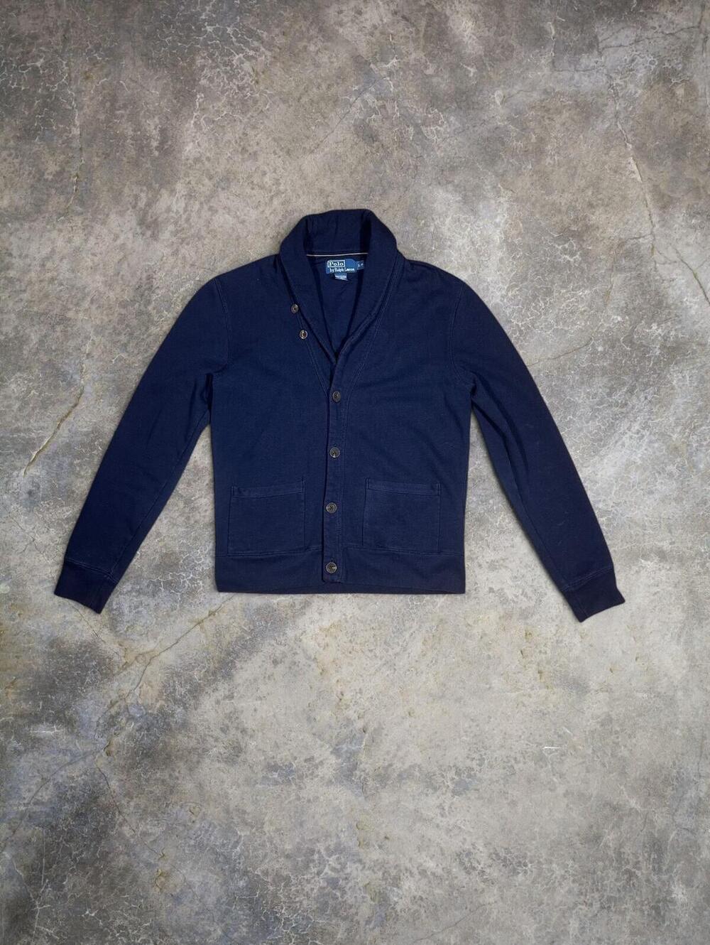 Vtg Polo Ralph Lauren Navy Blue Cardigan Sweater Sz S